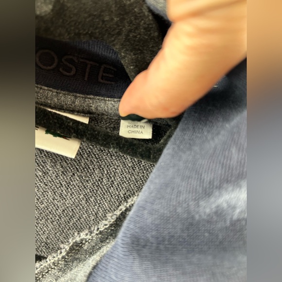 Lacoste Half Zip Lightweight Interlock Sweatshirt Dark Gray Cotton Mens M 4 - Picture 7 of 15
